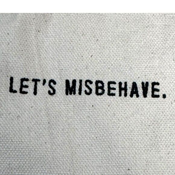 Adult Humor Gift Set Getting Lit Let's Misbehave Set Of 2 Canvas Wine Bags - Picture 3 of 6